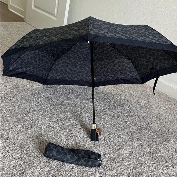 Coach Dark Gray Patterned Umbrella - Picture 7 of 7